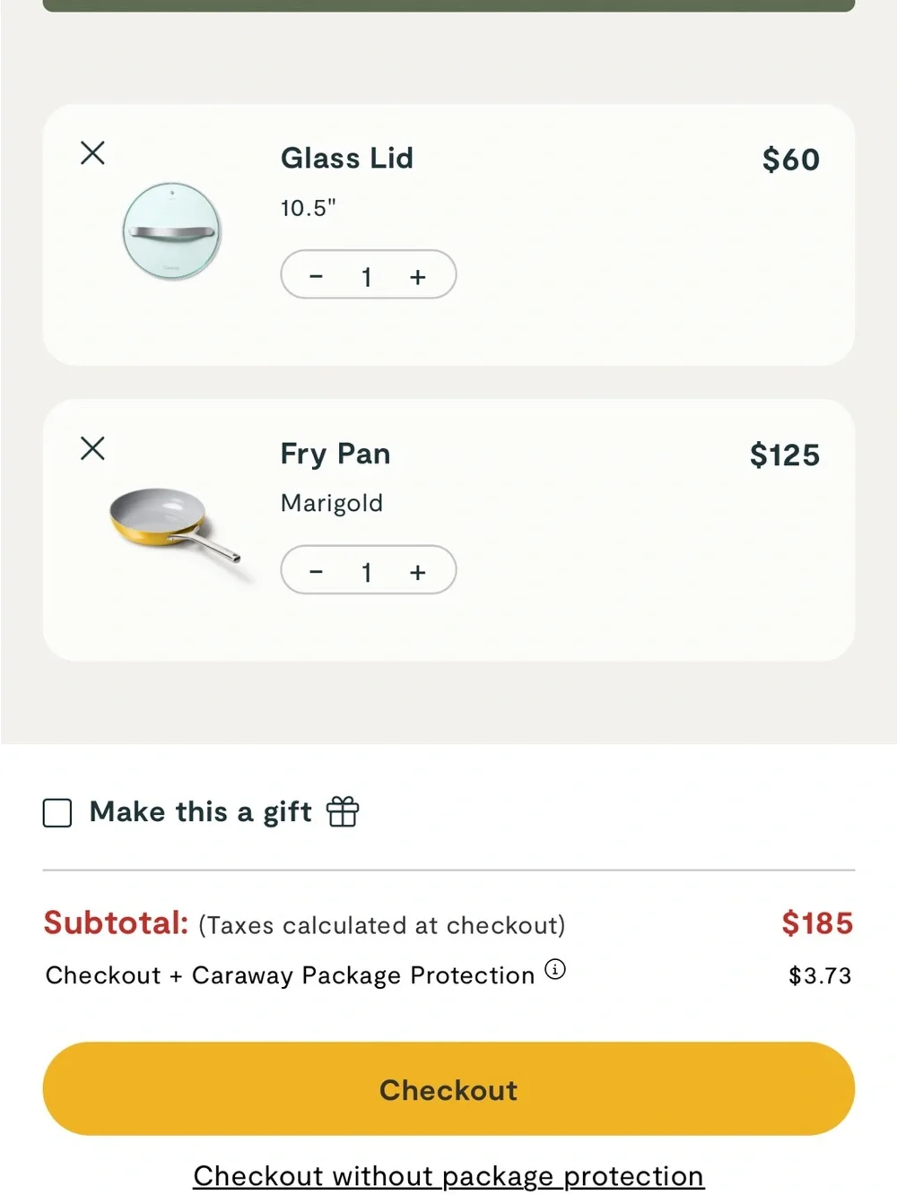 Caraway Yellow Nonstick Ceramic Frying Pan with Lid